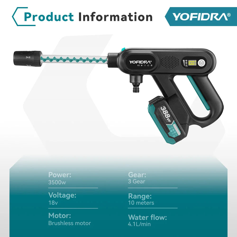 YOFIDRA 3-Speed Electric Pressure Washer for 18V/21V Battery