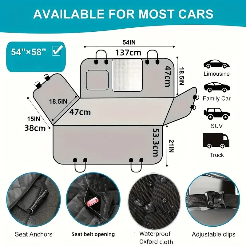 Waterproof Scratch-Resistant Dog Car Seat Cover Hammock